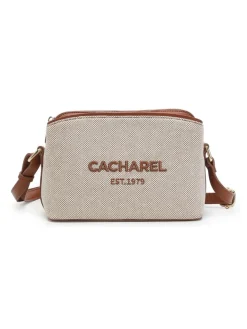 New CACHAREL Bolso bandolera lona cuero mujer