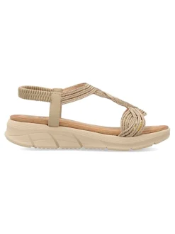 Fashion CALZAPIES Sandalia plana confort metalizada