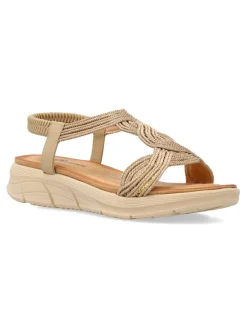 Fashion CALZAPIES Sandalia plana confort metalizada