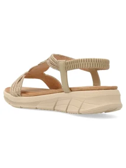 Fashion CALZAPIES Sandalia plana confort metalizada