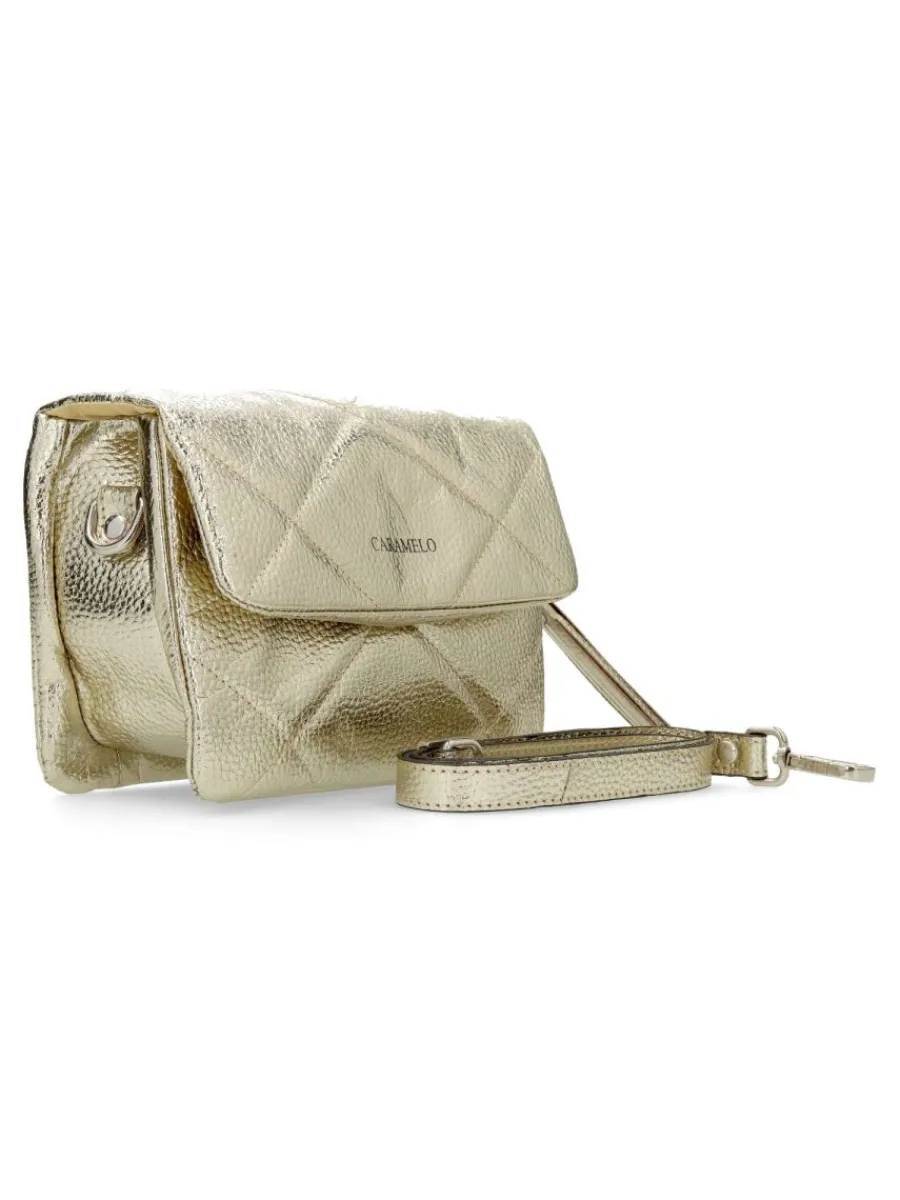 Hot CARAMELO Bolso bandolera piel metalizada mujer