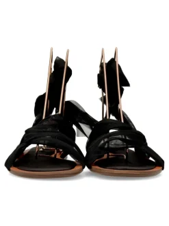 Outlet CORINA Sandalia plana negra tiras mujer