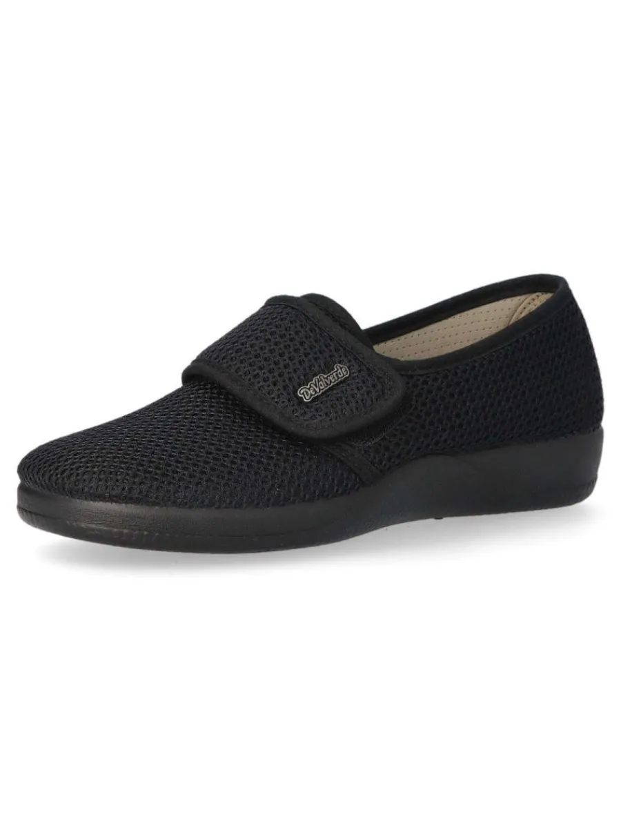 Sale DEVALVERDE Zapatilla de casa velcro mujer VAL 1160 NEGRO