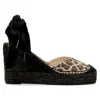 Outlet FABIOLAS Valenciana cuña alta cintas print leopardo