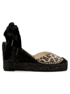 Outlet FABIOLAS Valenciana cuña alta cintas print leopardo