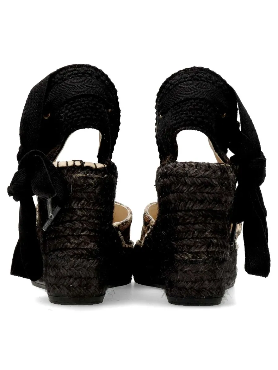 Outlet FABIOLAS Valenciana cuña alta cintas print leopardo