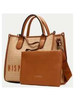 New HISPANITAS Bolso de mano rafia natural mujer