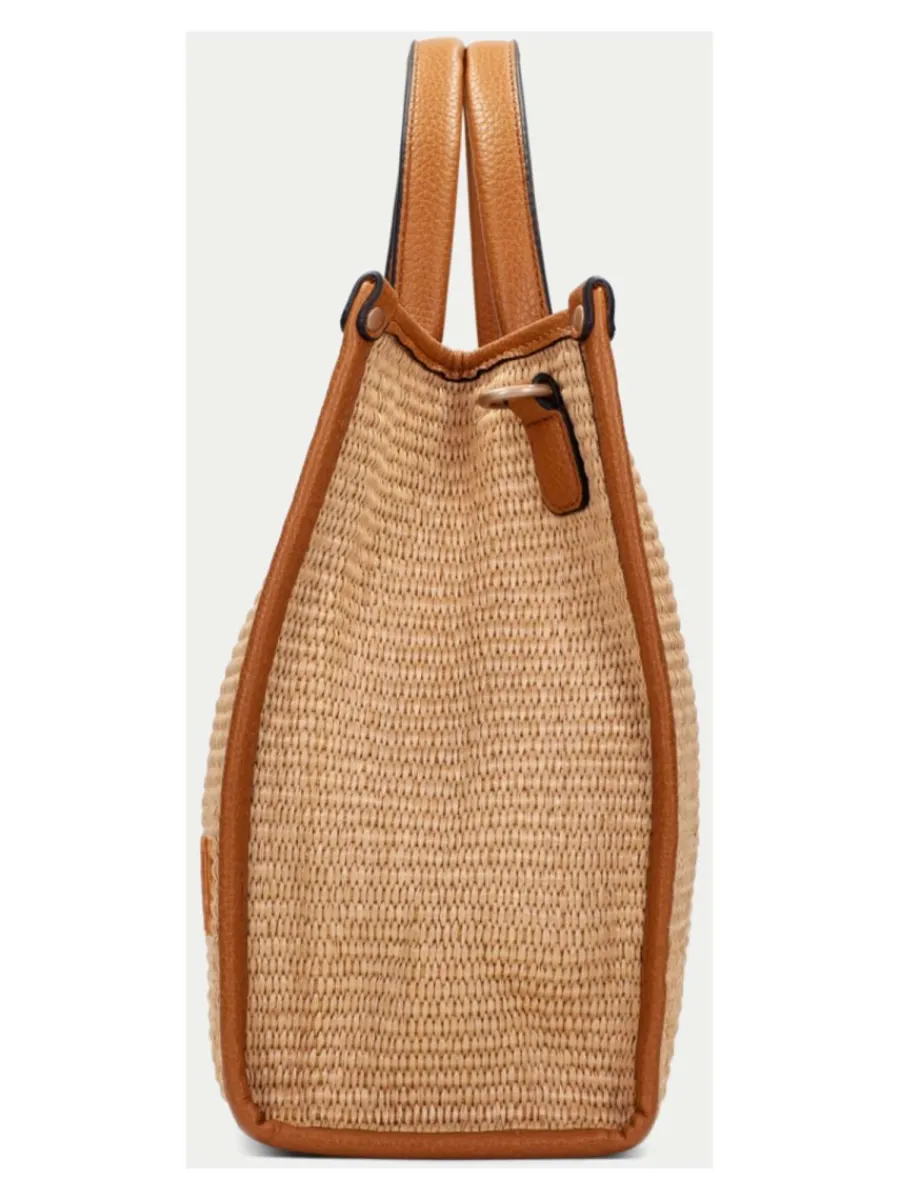 New HISPANITAS Bolso de mano rafia natural mujer
