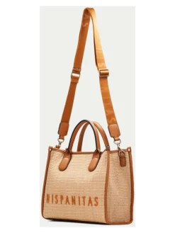 New HISPANITAS Bolso de mano rafia natural mujer