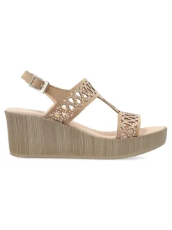 Clearance 24 HRS Sandalia confort piel troquelada