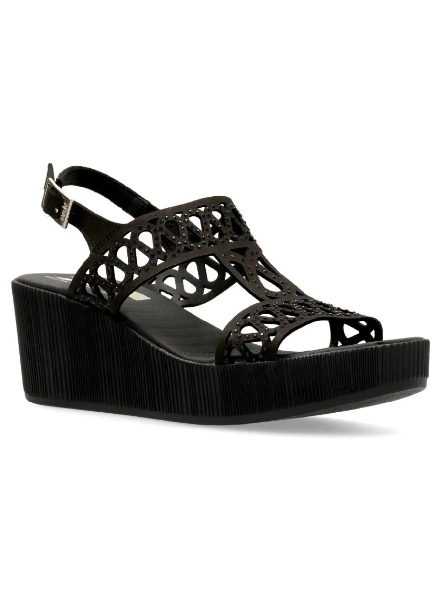 New 24 HRS Sandalia piel confort cuña mujer