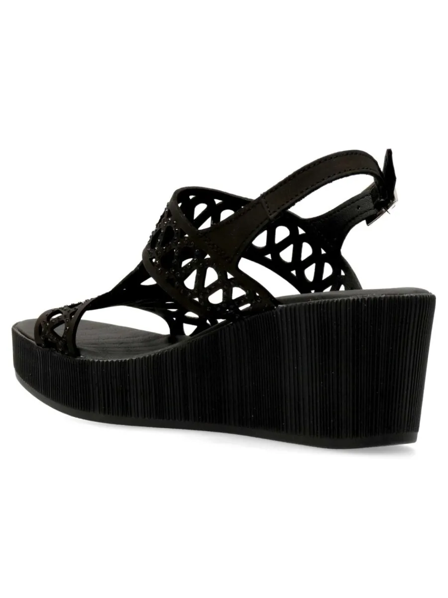 New 24 HRS Sandalia piel confort cuña mujer