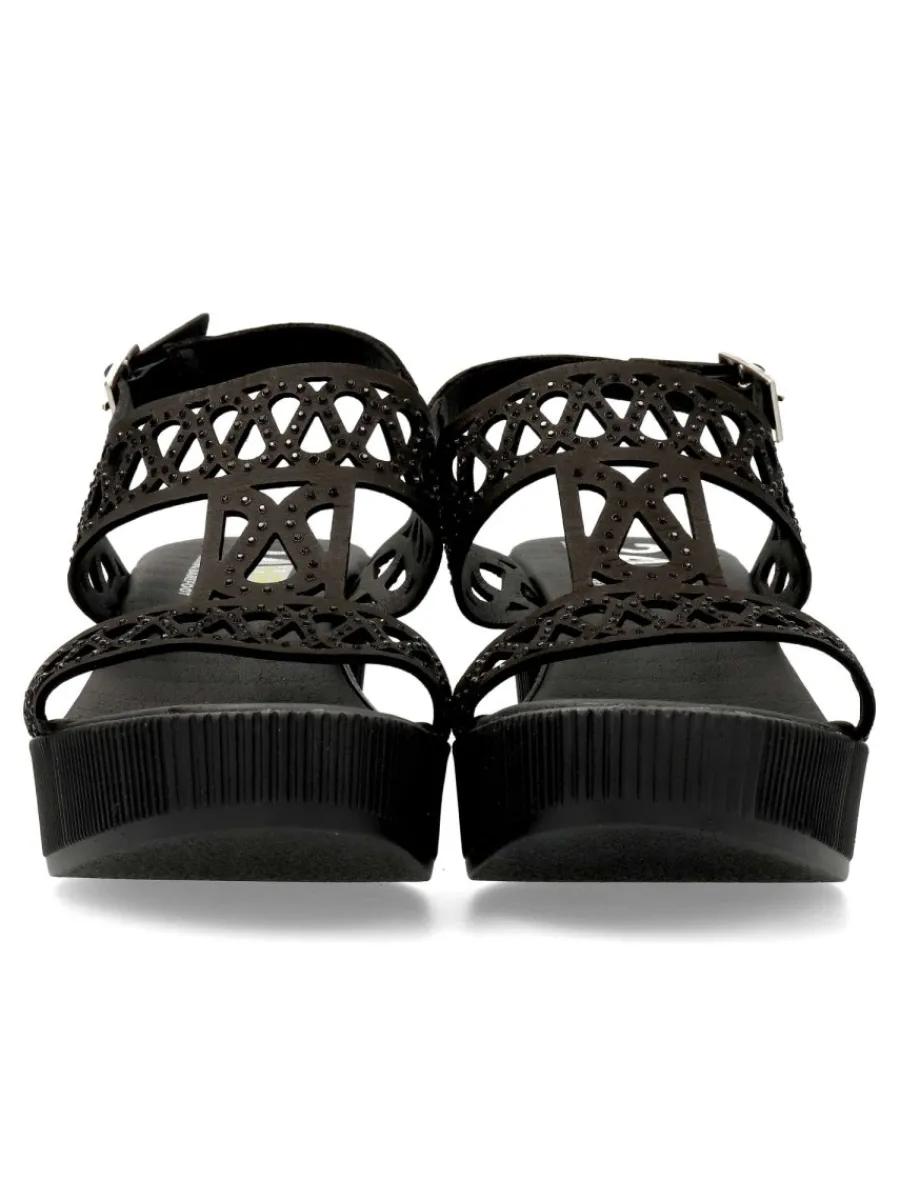 New 24 HRS Sandalia piel confort cuña mujer