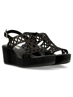 New 24 HRS Sandalia piel confort cuña mujer