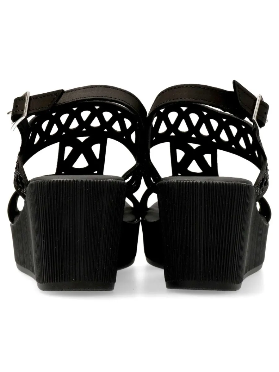 New 24 HRS Sandalia piel confort cuña mujer