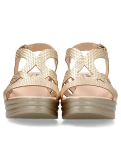 New 24 HRS Sandalia piel metalizada confort mujer