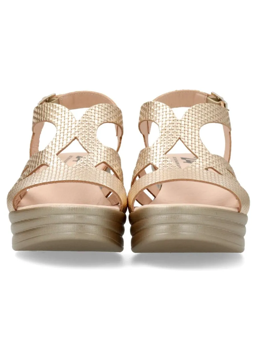 New 24 HRS Sandalia piel metalizada confort mujer