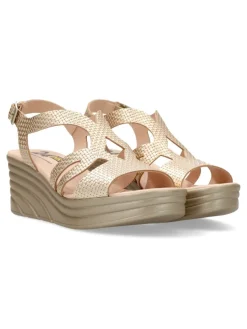 New 24 HRS Sandalia piel metalizada confort mujer