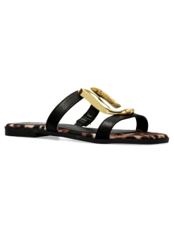 Outlet ISTERIA Sandalia plana vegana negra mujer