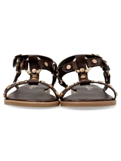 Fashion ISTERIA Sandalia plana vegana tachas mujer
