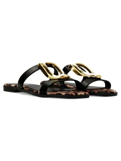 Outlet ISTERIA Sandalia plana vegana negra mujer
