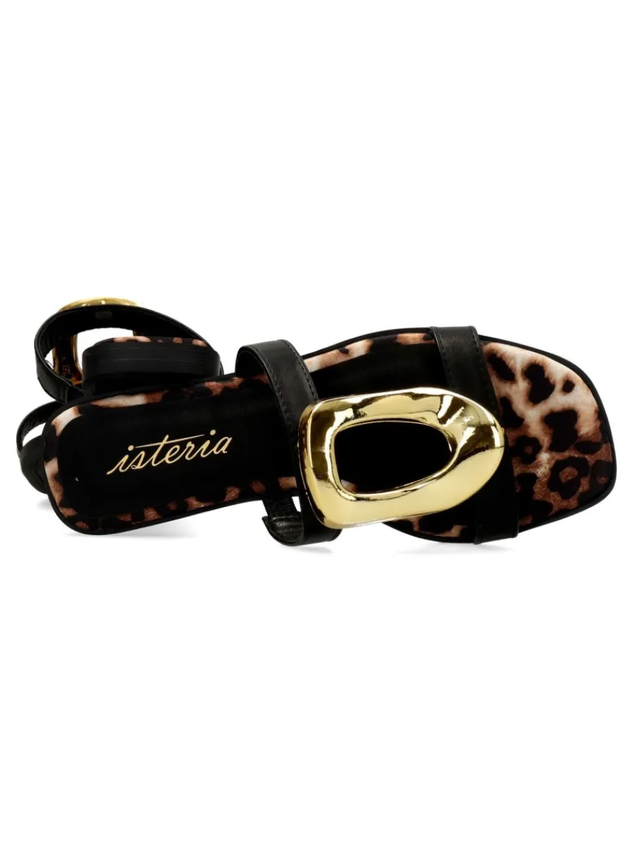 Outlet ISTERIA Sandalia plana vegana negra mujer