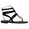 Fashion ISTERIA Sandalia romana plana negra vegana