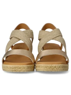 Clearance KAOLA Sandalia piel cuña efecto yute