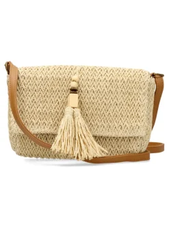 Outlet MAC & NOA Bolso bandolera rafia beige mujer