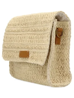 Outlet MAC & NOA Bolso bandolera rafia beige mujer