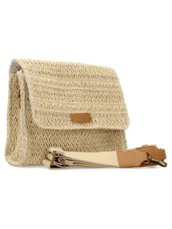 Outlet MAC & NOA Bolso bandolera rafia beige mujer