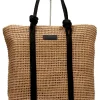 Fashion MAC & NOA Bolso de hombro rafia cuerda negra