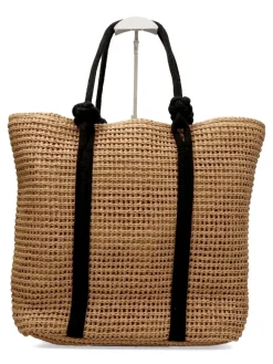 Fashion MAC & NOA Bolso de hombro rafia cuerda negra