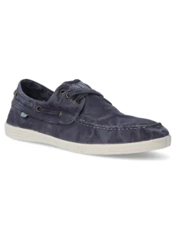 Best NATURAL WORLD Zapato náutico lona hombre WOR 303E MARINO