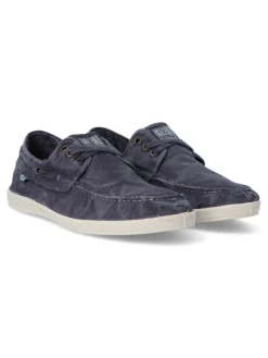 Best NATURAL WORLD Zapato náutico lona hombre WOR 303E MARINO
