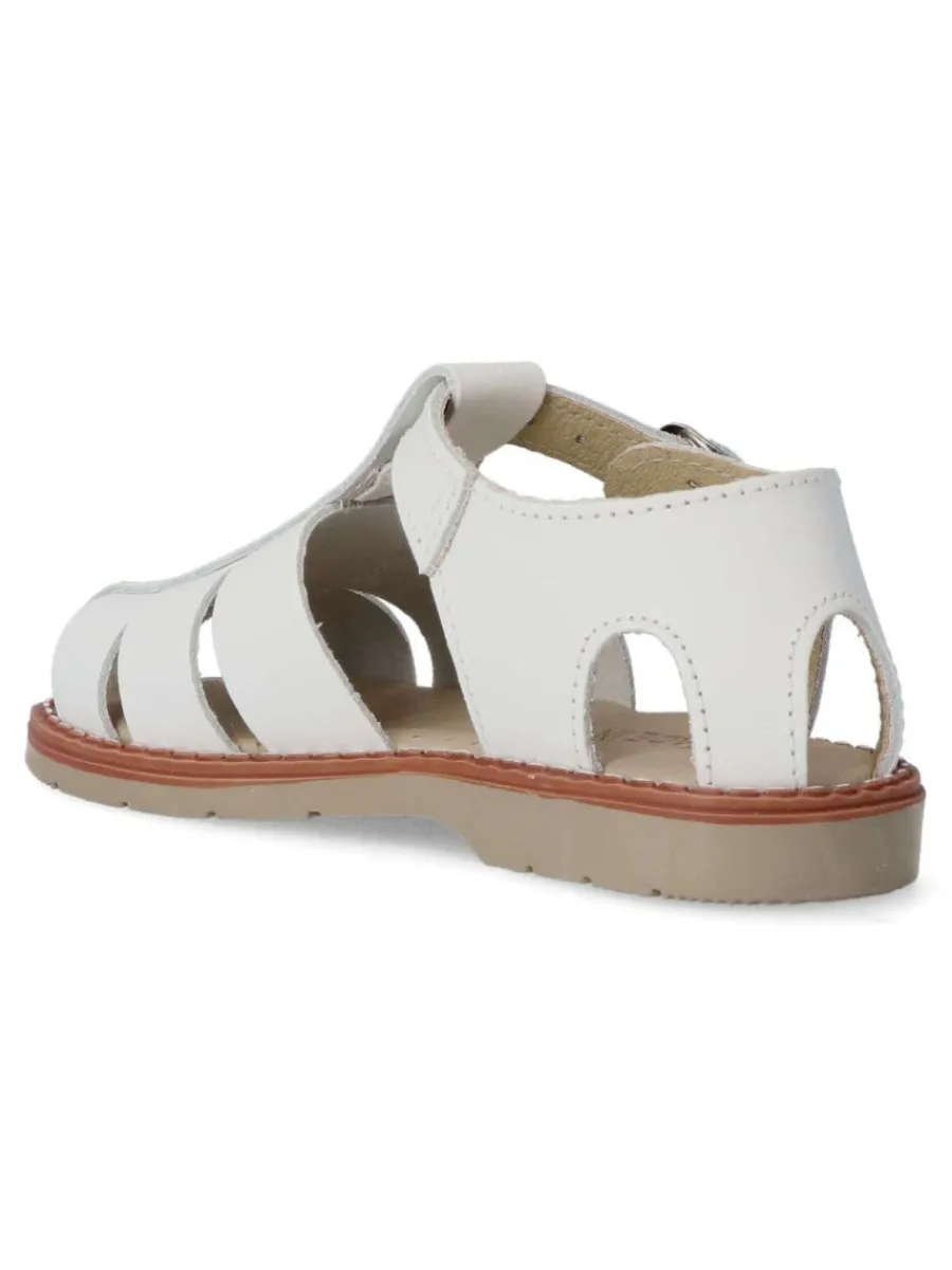 Clearance PEKE'S by Vanessa PEKES Sandalia de piel cómoda niño PET 3129C BLANCO