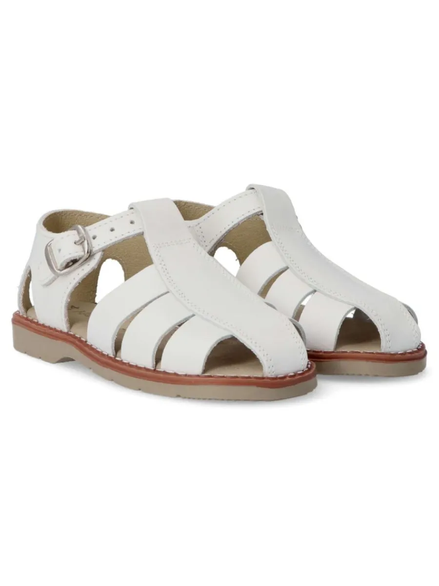 Clearance PEKE'S by Vanessa PEKES Sandalia de piel cómoda niño PET 3129C BLANCO