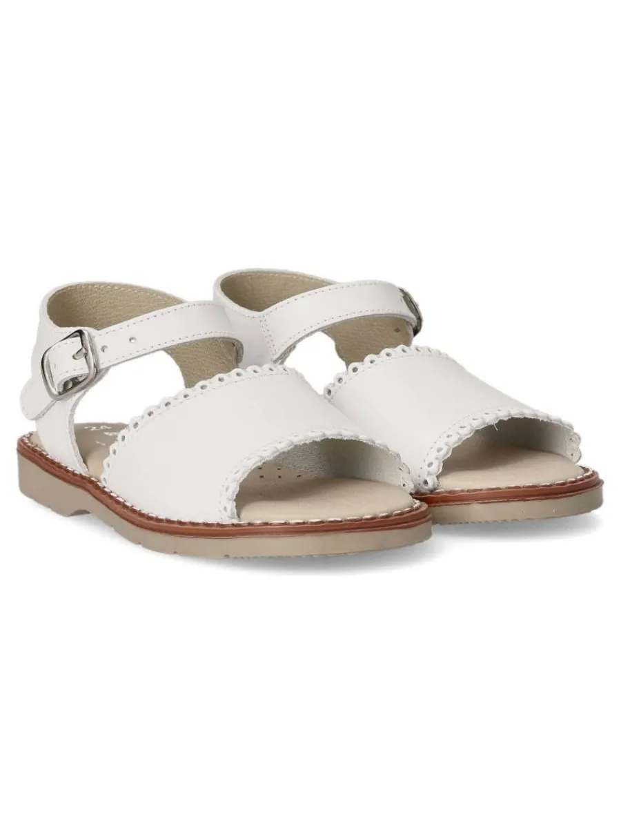 Hot PEKE'S by Vanessa PEKES Sandalia de piel cómoda niña PET 2186C BLANCO