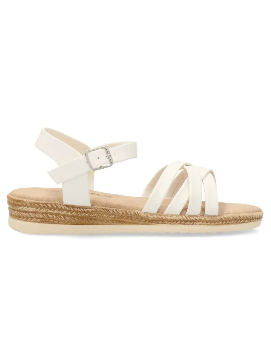 Fashion PEKE'S by Vanessa PEKES Sandalia efecto yute tiras blancas