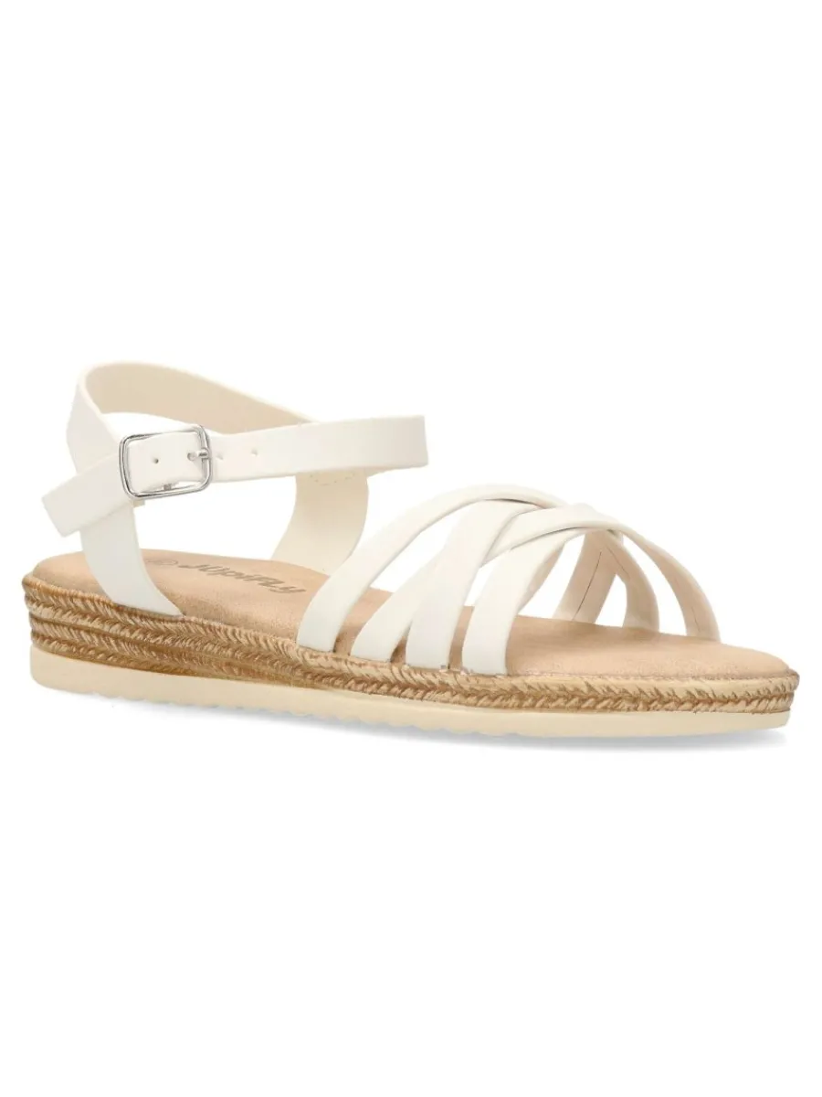 Fashion PEKE'S by Vanessa PEKES Sandalia efecto yute tiras blancas
