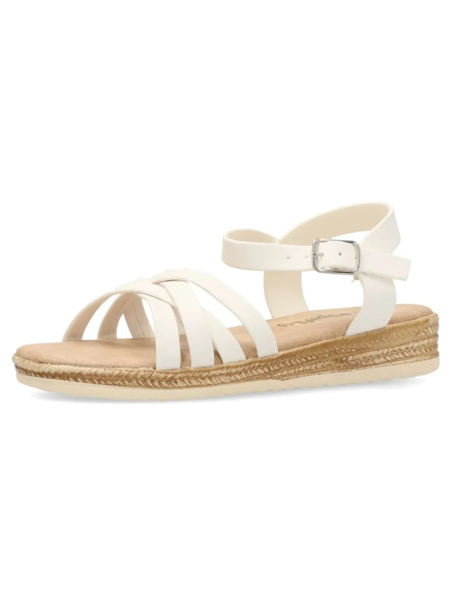 Fashion PEKE'S by Vanessa PEKES Sandalia efecto yute tiras blancas