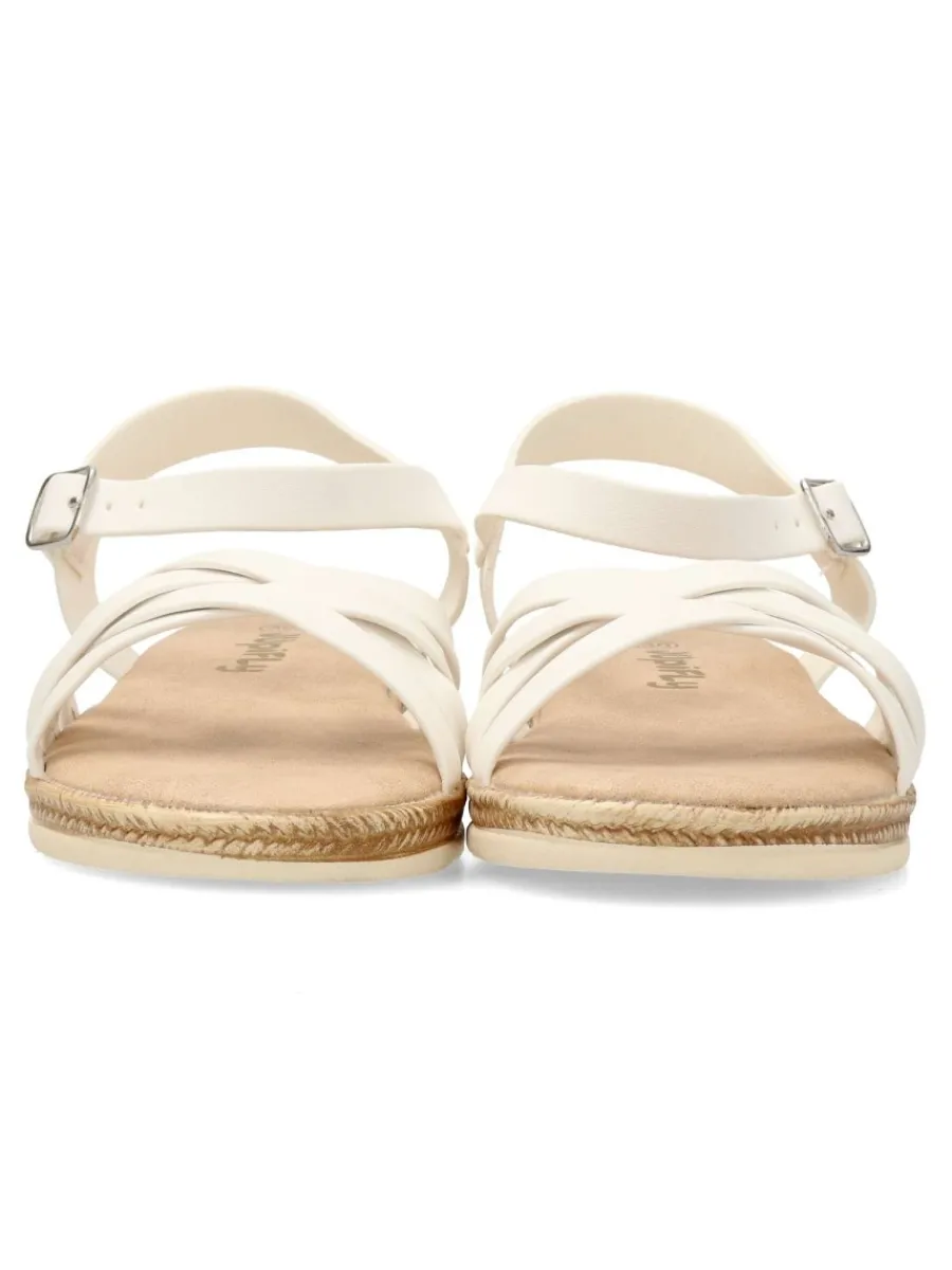 Fashion PEKE'S by Vanessa PEKES Sandalia efecto yute tiras blancas