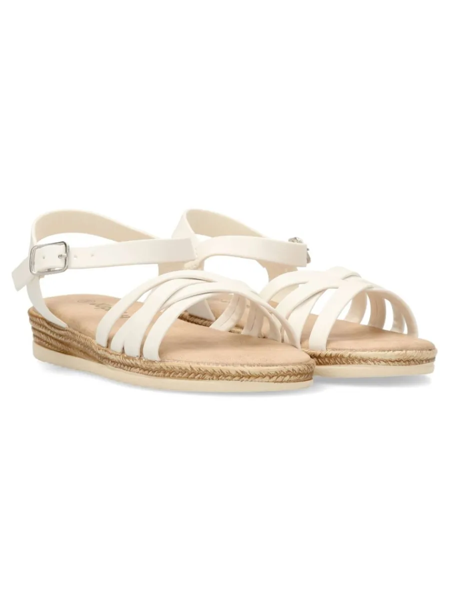 Fashion PEKE'S by Vanessa PEKES Sandalia efecto yute tiras blancas