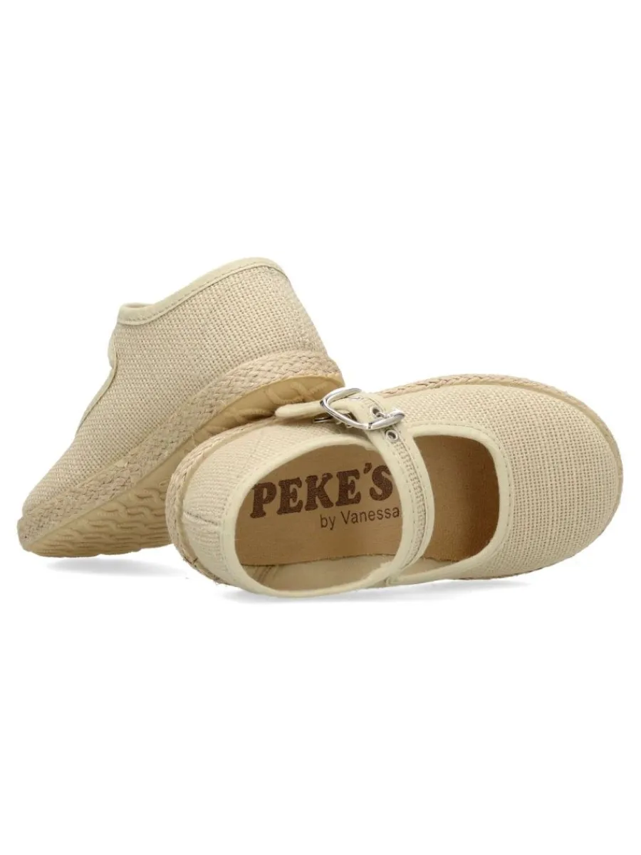 Hot PEKE'S by Vanessa PEKES Zapatilla mercedita lino hebilla niña