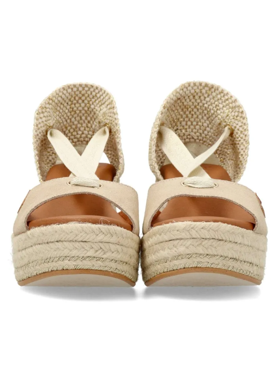 Clearance POPA Sandalia yute cintas cuña y plataforma