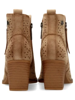 New REFRESH Botines cowboy antelina troquelada