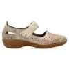 Fashion RIEKER Mary Jane piel confort brillo troquelada