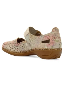 Fashion RIEKER Mary Jane piel confort brillo troquelada