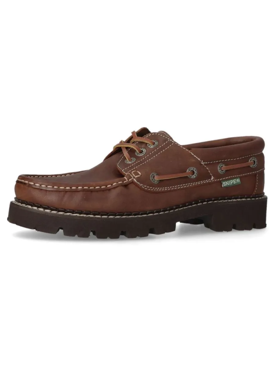 Clearance SNIPE Zapato náutico piel hombre SNI 21291 MARRON