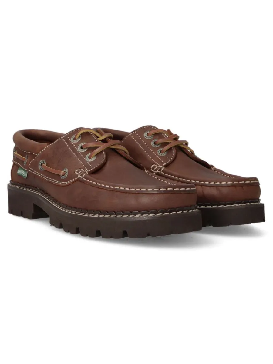 Clearance SNIPE Zapato náutico piel hombre SNI 21291 MARRON